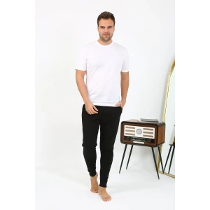 Moda Çizgi Erkek Pamuk Tek Alt Pijama Siyah 27551