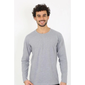 Moda Çizgi Erkek Sıfır Yaka Uzun Kol Gri Fanila 6590