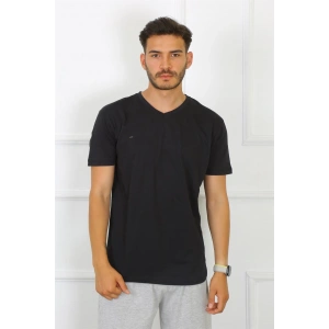 Moda Çizgi Erkek Siyah %100 Pamuklu T-Shirt 27486