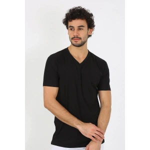 Moda Çizgi Erkek V Yaka Siyah Penye Atlet 6560