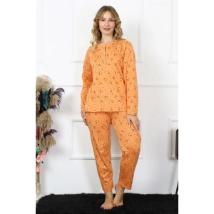 Moda Çizgi Kadın 4XL-5XL-6XL-7XL-8XL Büyük Beden Uzun Kol Pijama Takım 75014