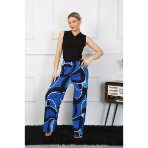 Moda Çizgi Kadın Bol Paça Penye Saks Alt Üst Takım 5502