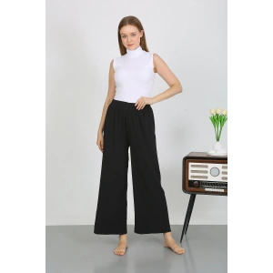 Moda Çizgi Kadın Bürümcük Kumaş Hafif-Esnek Pantolon 210074 Siyah