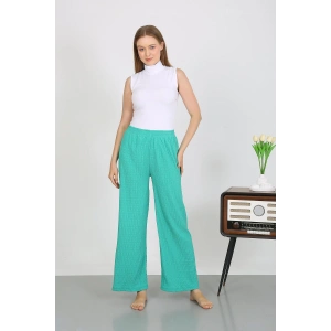 Moda Çizgi Kadın Bürümcük Kumaş Hafif-Esnek Pantolon 210074 Yeşil