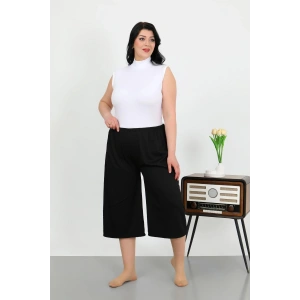 Moda Çizgi Kadın Büyük Beden Bürümcük Kapri 27561Siyah