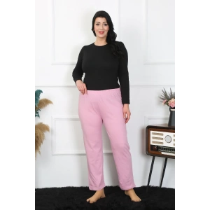 Moda Çizgi Kadın Büyük Beden Pembe Tek Alt Pijama 27505