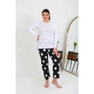 Moda Çizgi Kadın Büyük Beden Tek Alt Pijama Siyah 27553
