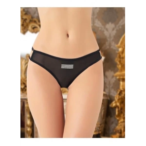 Moda Çizgi Kadın Fantezi Siyah Tanga Külot 8028