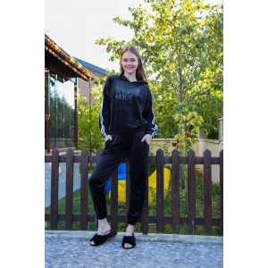 Moda Çizgi Kadın Kadife Eşofman Takım 9076