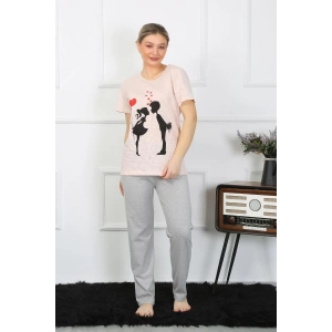 Moda Çizgi Kadın Kısa Kol Penye Pijama Takım 4207