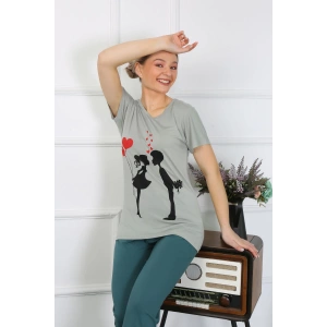 Moda Çizgi Kadın Kısa Kol Penye Pijama Takımı 4210