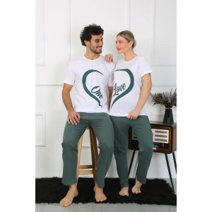 Moda Çizgi Kadın Pamuk Penye Sevgili Kombini Pijama Takımı Beyaz 50127 Tek Takım Fiyatıdır