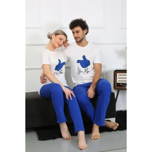 Moda Çizgi Kadın Pamuk Penye Sevgili Kombini Pijama Takımı Beyaz 50129 Tek Takım Fiyatıdır