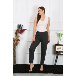 Moda Çizgi Kadın Pamuk Penye Tek Alt Pijama Füme 27514