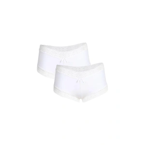 Moda Çizgi Kadın Pamuklu 2li Boxer Beyaz 40265