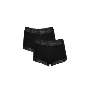 Moda Çizgi Kadın Pamuklu 2li Boxer Siyah 40265