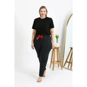 Moda Çizgi Kadın Pamuklu Büyük Beden Alt Pijama 27557 Siyah
