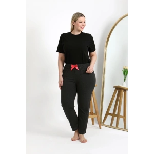 Moda Çizgi Kadın Pamuklu Büyük Beden Alt Pijama 27559 Antrasit