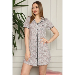 Moda Çizgi Kadın Pamuklu Önden Düğmeli Gecelik 1003