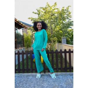 Moda Çizgi Kadın Penye Bol Paça Pijama Takım 4124