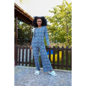 Moda Çizgi Kadın Penye Bol Paça Pijama Takım 4125