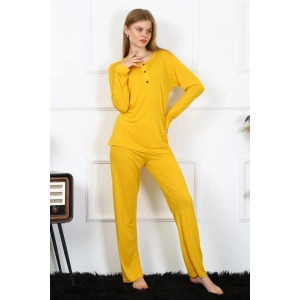 Moda Çizgi Kadın Penye Uzun Kol Patlı Pijama Takım 4167