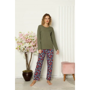 Moda Çizgi Kadın Penye Uzun Kol Pijama Takım 4101