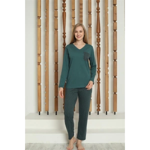 Moda Çizgi Kadın Penye Uzun Kol Pijama Takım 4146