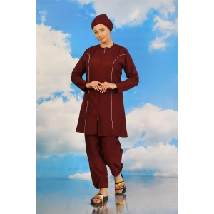 Moda Çizgi Kadın Tam Tesettür Bordo Mayo 31060