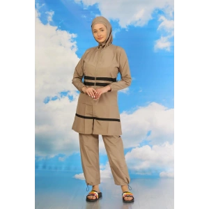 Moda Çizgi Kadın Tam Tesettür Mayo Bej 31061