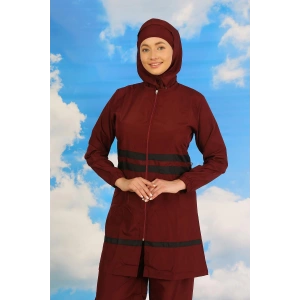 Moda Çizgi Kadın Tam Tesettür Mayo Bordo 31061