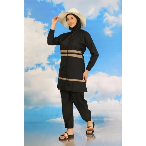 Moda Çizgi Kadın Tam Tesettür Mayo Siyah 31062