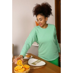 Moda Çizgi Kadın Uzun Kol 3 İplik Penye Pijama Takım 4191