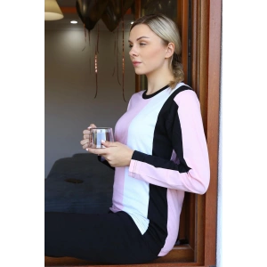 Moda Çizgi Kadın Uzun Kol Penye Pijama Takım 4173