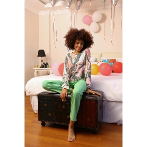 Moda Çizgi Kadın Uzun Kol Penye Pijama Takım 4201