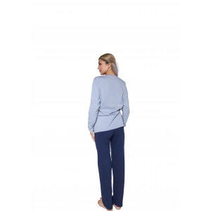 Moda Çizgi Kadın Uzun Kol Penye Pijama Takımı Lila 41110