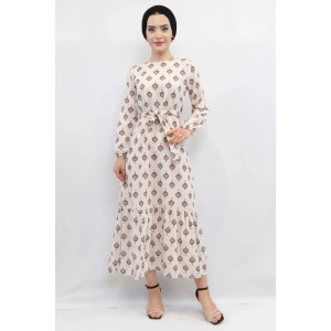 Moda Çizgi Otantik Desen Elbise