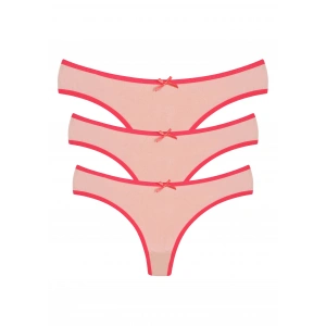 Moda Çizgi Pamuklu 3lü Tanga Külot Pudra 40251