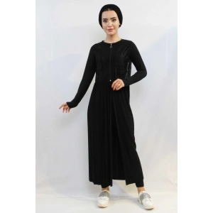 Moda Çizgi Piliseli Yelek Mc714 Siyah