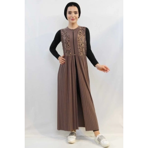 Moda Çizgi Piliseli Yelek Mc714 Vizon