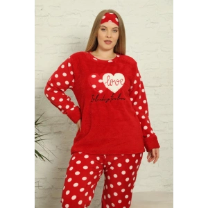 Moda Çizgi Polar Kadın Büyük Beden Pijama Takımı 808011