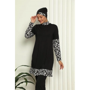 Moda Çizgi Tam Tesettür Dijital Desenli Mayo 31039