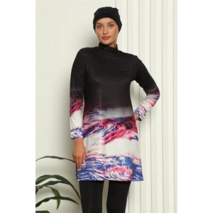 Moda Çizgi Tam Tesettür Dijital Desenli Mayo 31042