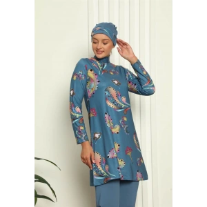 Moda Çizgi Tam Tesettür Dijital Desenli Mayo 31043