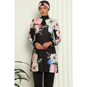 Moda Çizgi Tam Tesettür Dijital Desenli Mayo 31045