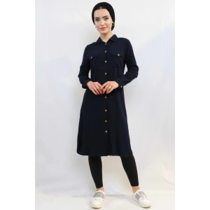 Moda Çizgi Tunik Gömlek Lacivert