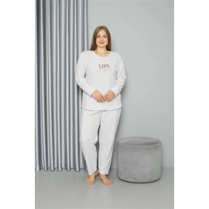 Moda Çizgi Welsoft Polar Kadın Büyük Beden Pijama Takımı 808050
