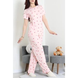 Modal Alt Üst Aynı Pijama Takımı Kalpli - 782.1287.