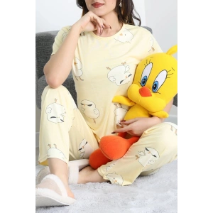 Modal Alt Üst Aynı Pijama Takımı Sarıcivciv - 782.1287.