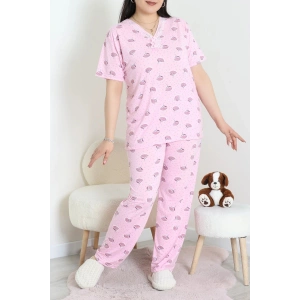 Modal Büyük Beden Pijama Takımı Pembeçiçek - 775.1287.